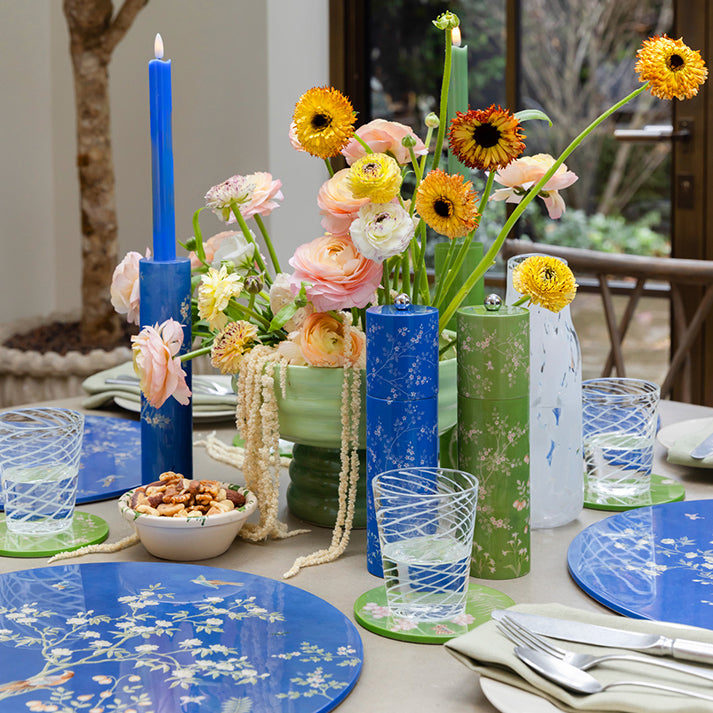 Blue Wax LED Candles - Set of 2