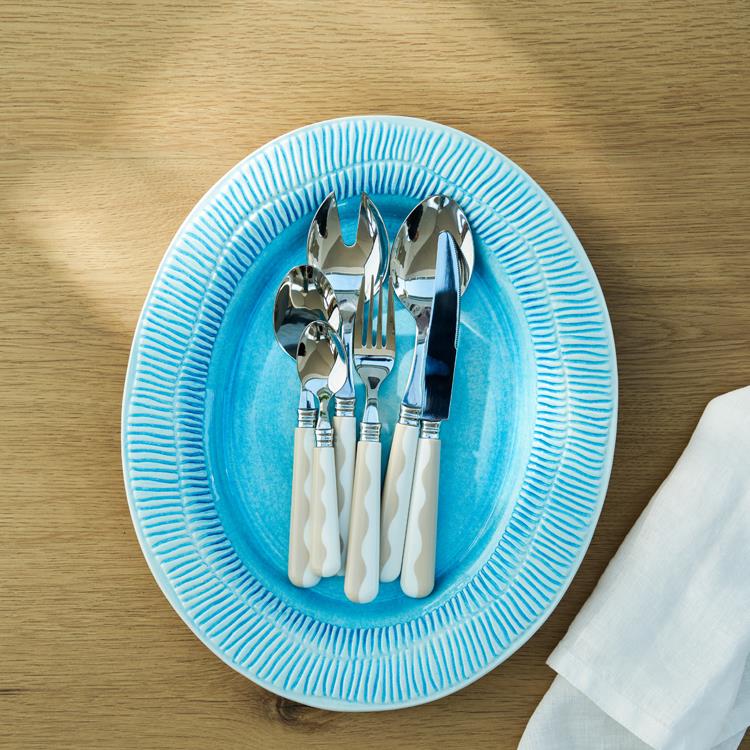 Wave Salad Servers - Cappuccino & White (2‑Piece Set)