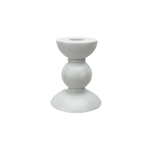 Small White Bobbin Candlestick - 10cm
