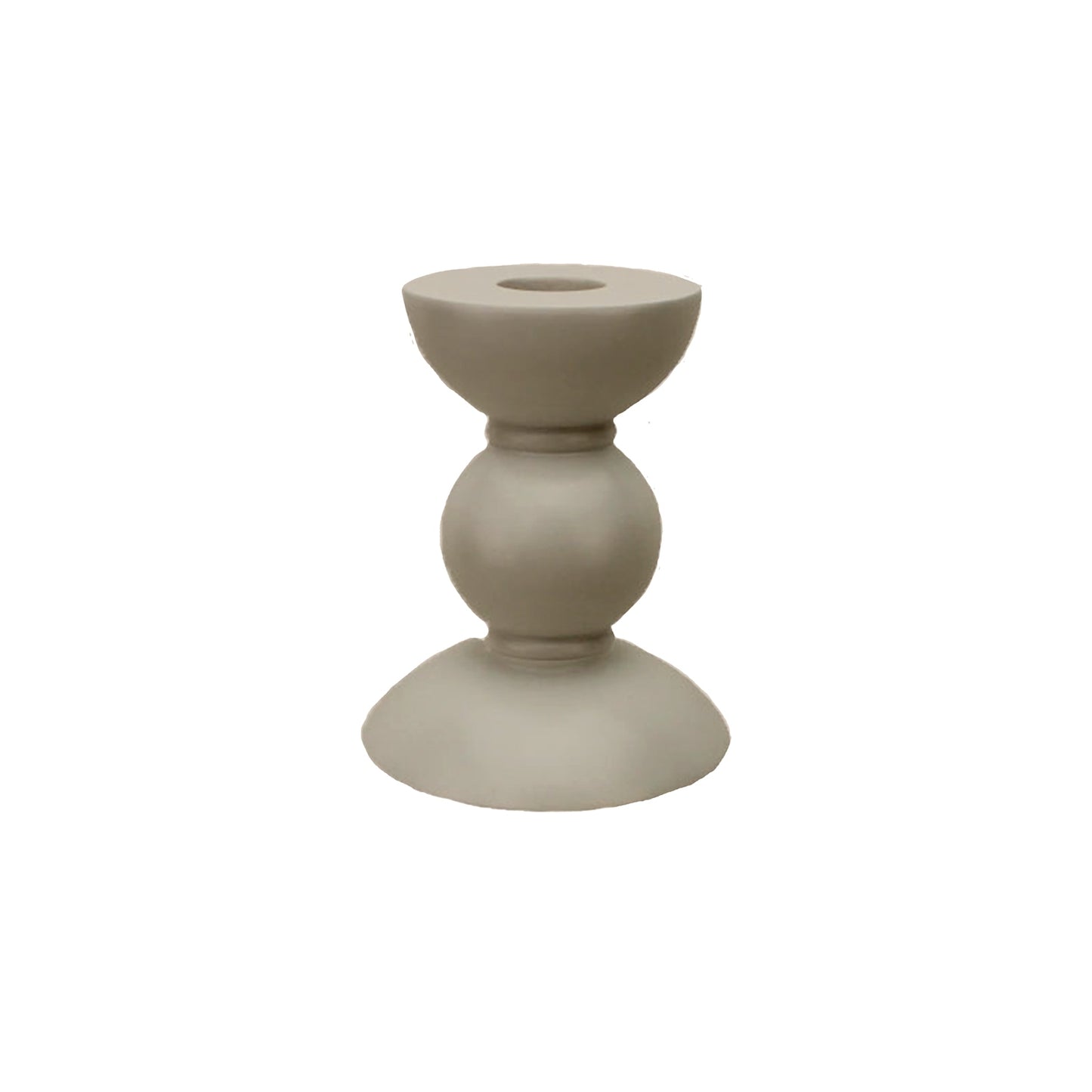 Small Cappuccino Bobbin Candlestick - 10cm