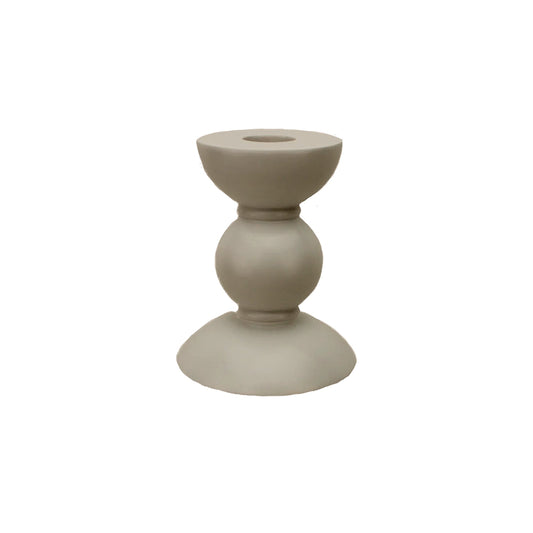 Small Cappuccino Bobbin Candlestick - 10cm