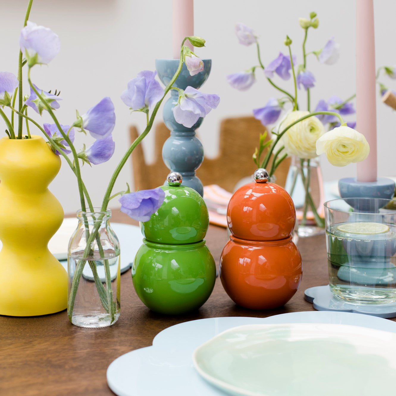 Leaf Green Lacquer Chubby Salt & Pepper Mill