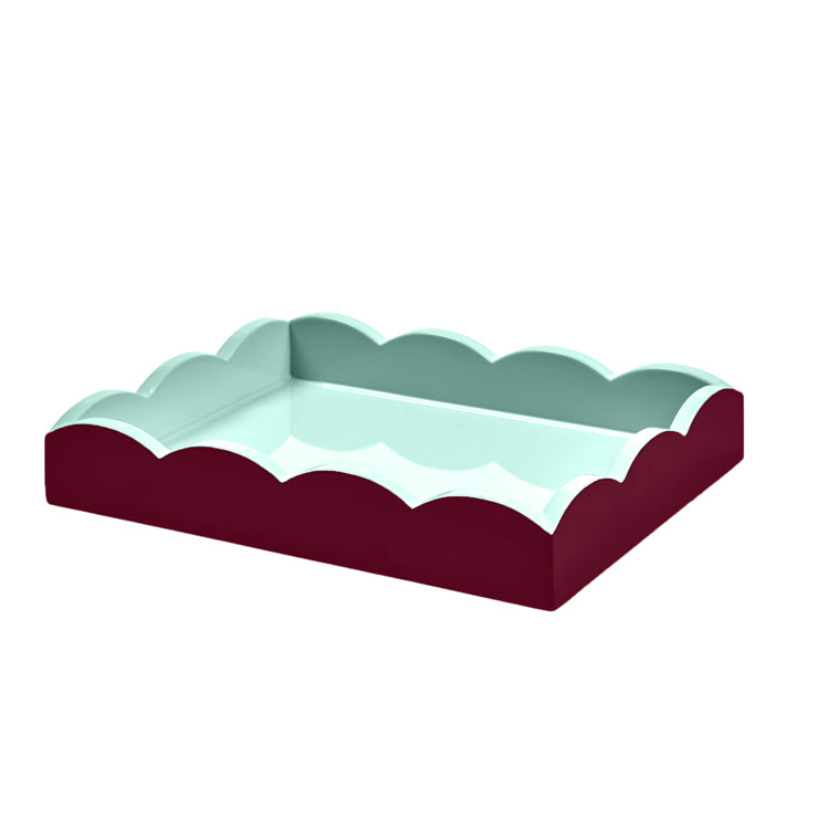 Two-Tone Scallop Tray Cherry & Eau de Nil 28 x 20cm Lacquer