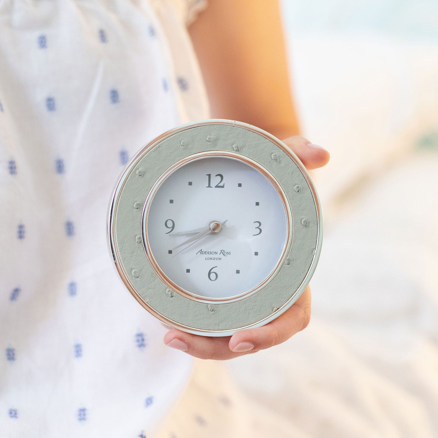 Shadow Ostrich Silver Alarm Clock