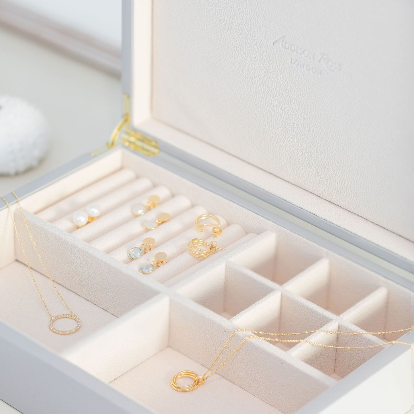 Large Chiffon Jewellery Box with Silver