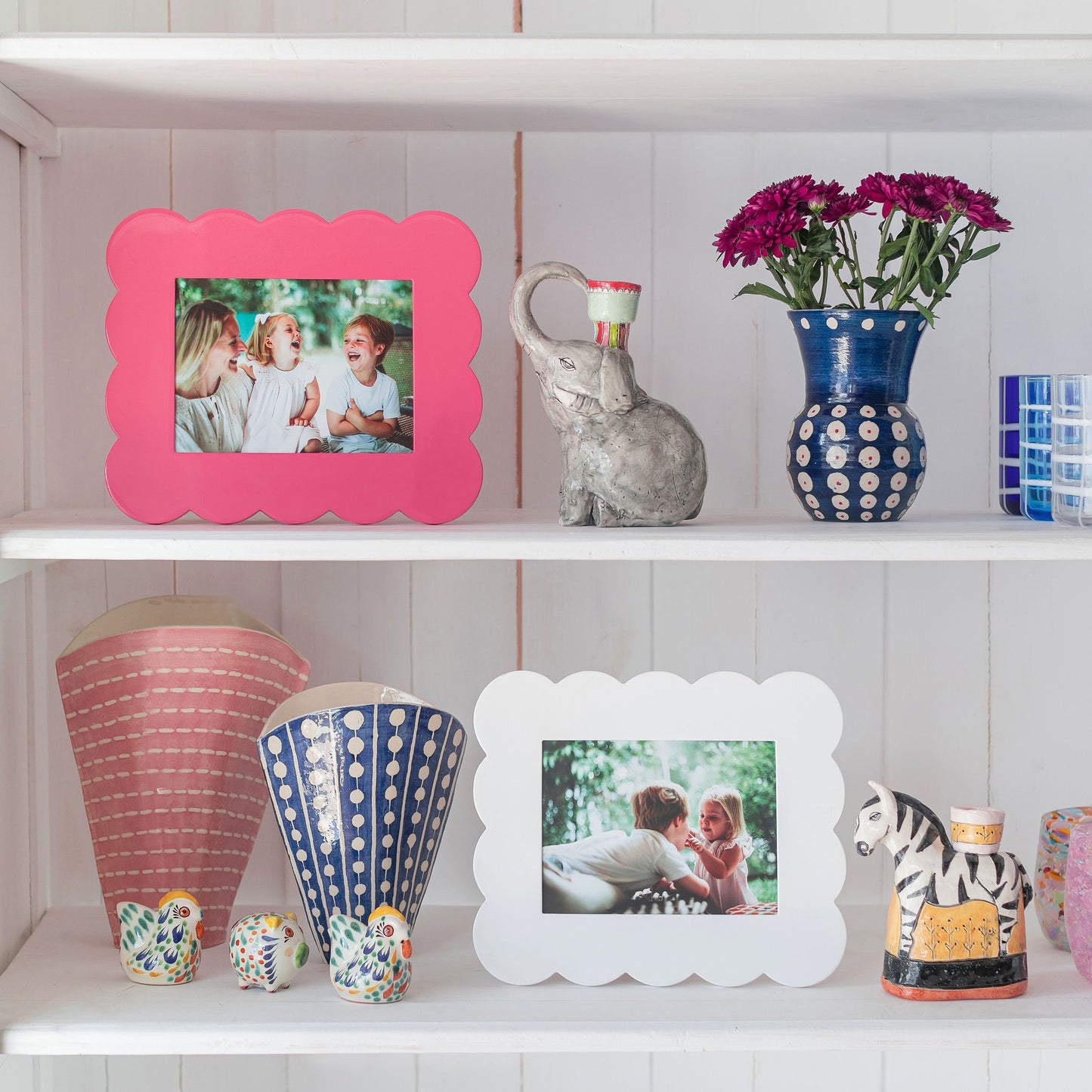 White Scalloped Lacquer Photo Frame
