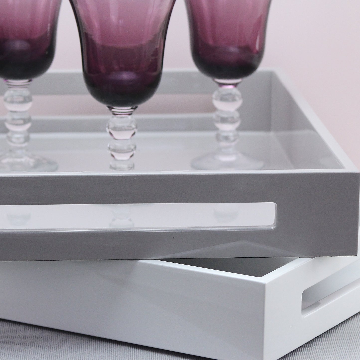 Chiffon Grey Medium Lacquered Serving Tray