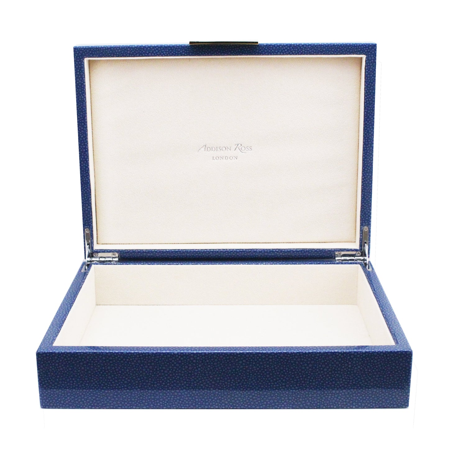 Large Blue Shagreen Lacquer Box with Silver