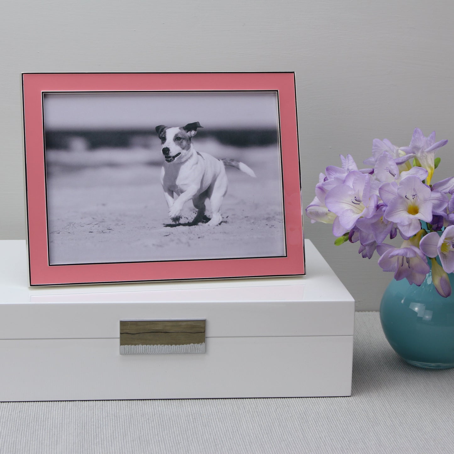 Coral Enamel & Silver Frame