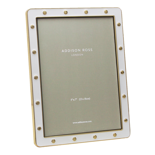 White Enamel & Gold Locket Frame