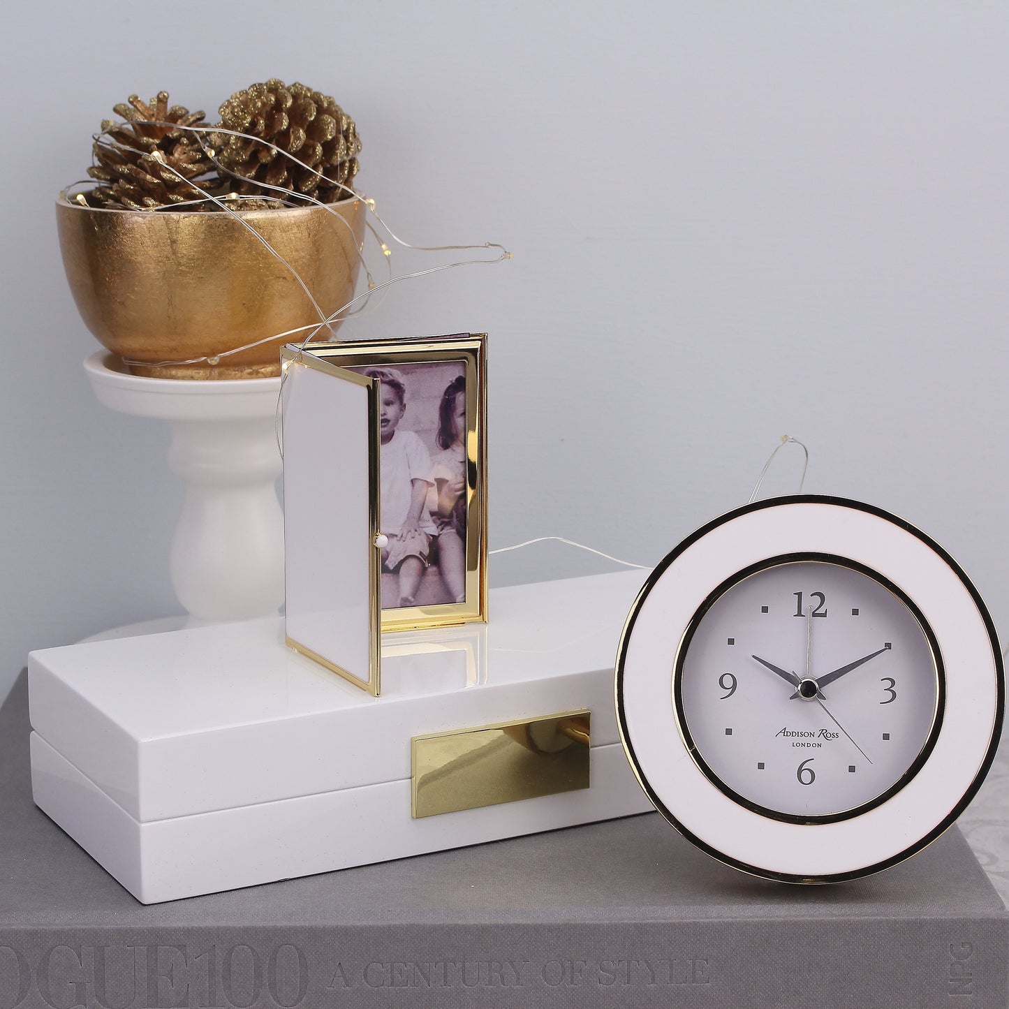 White Lacquer Box With Gold - Boxes & Pots - Addison Ross