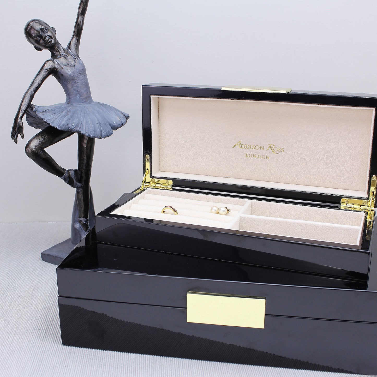 Large Black Lacquer Box With Silver