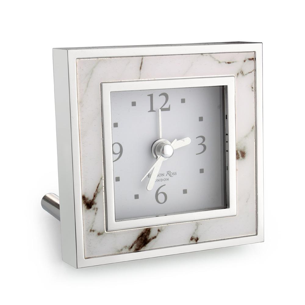 White Marble Square Alarm Clock - Clock - Addison Ross