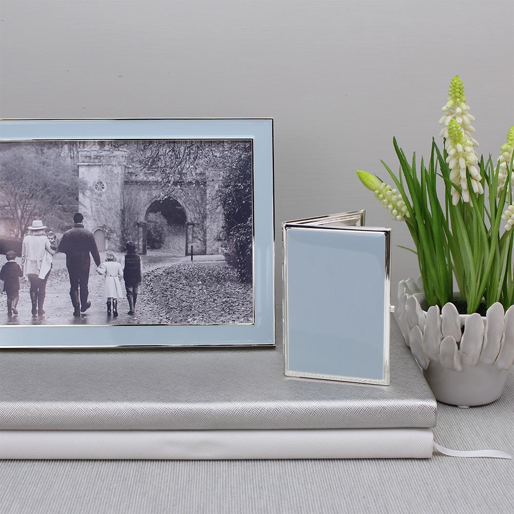 Powder Blue Enamel & Silver Frame