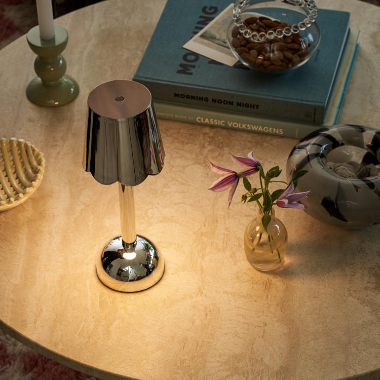 Chrome Rechargeable Bobbin LED Lamp