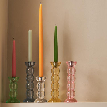 Icy Bobbin Candlestick Clear 14cm