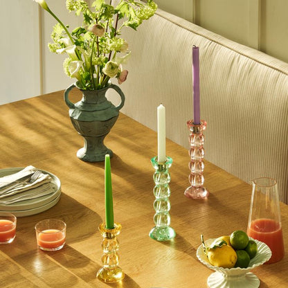 Icy Bobbin Candlestick Orange 14cm