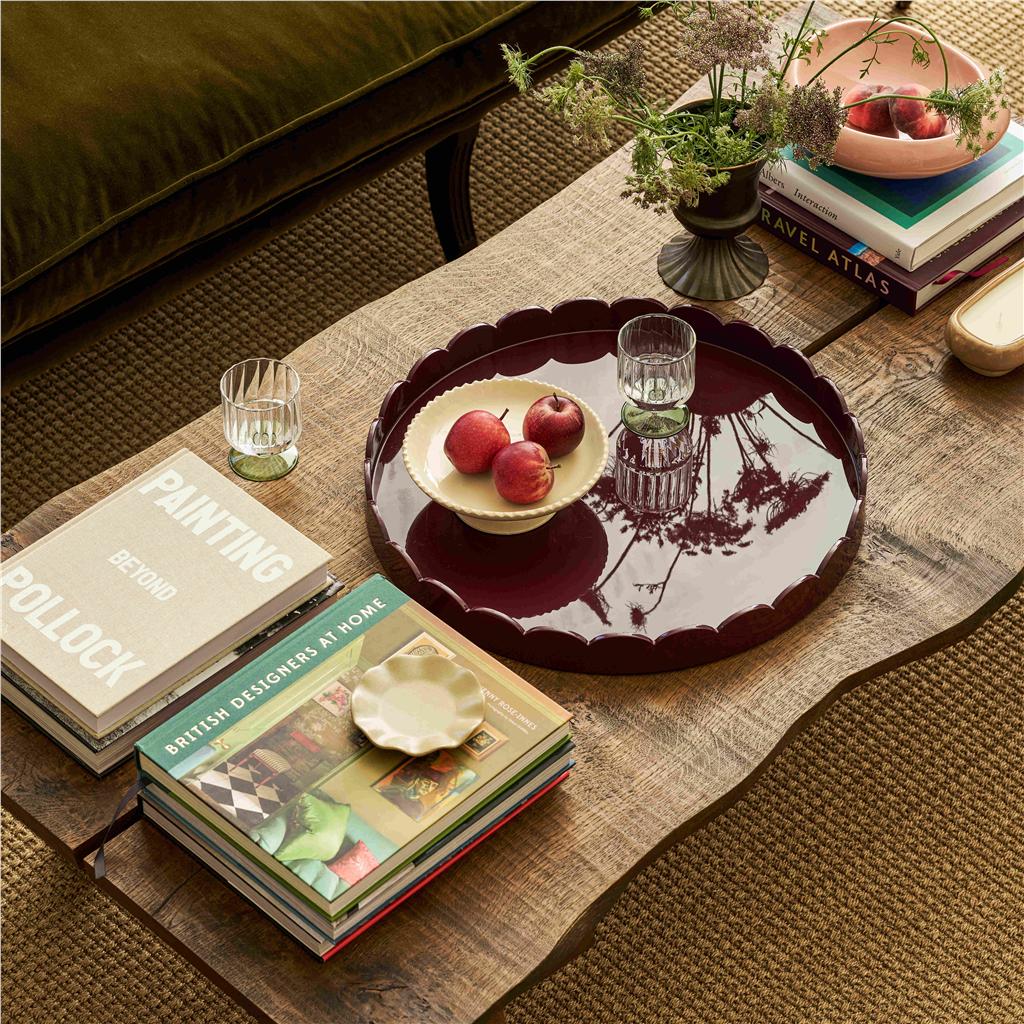 20x20 Scalloped Tray Cherry