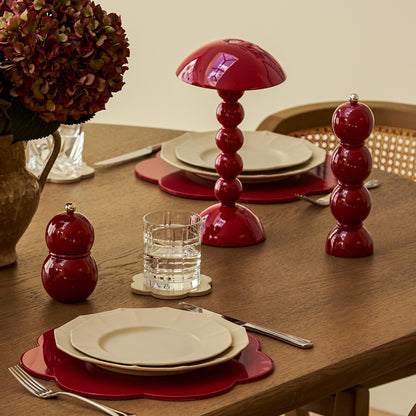 Dark Cherry Red Lacquer Bobbin Salt or Pepper Mill