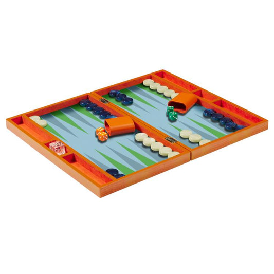 Lacquer Backgammon Set Orange Crocodile