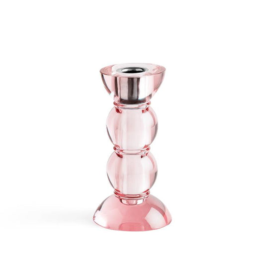 Icy Bobbin Candlestick Pink 14cm