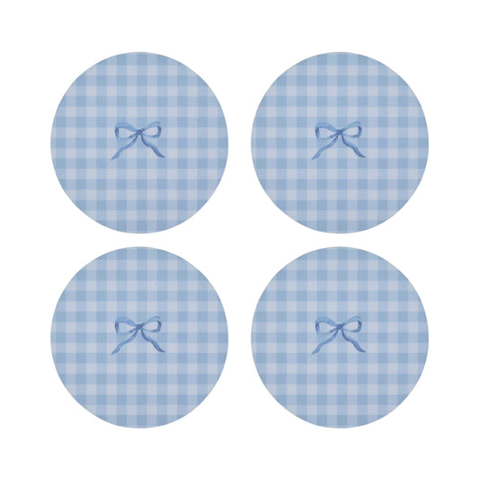 Blue Gingham Coasters- Set of 4