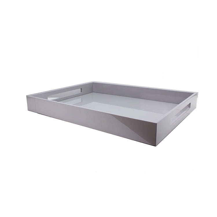 Chiffon Grey Large Lacquered Ottoman Tray