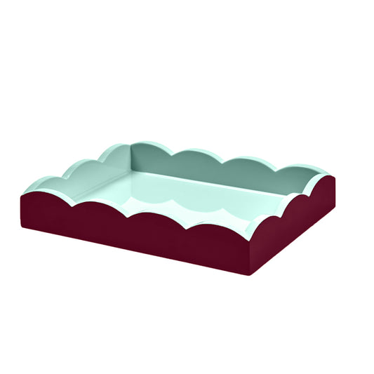 Two-Tone Scallop Tray Cherry & Eau de Nil 28 x 20cm Lacquer