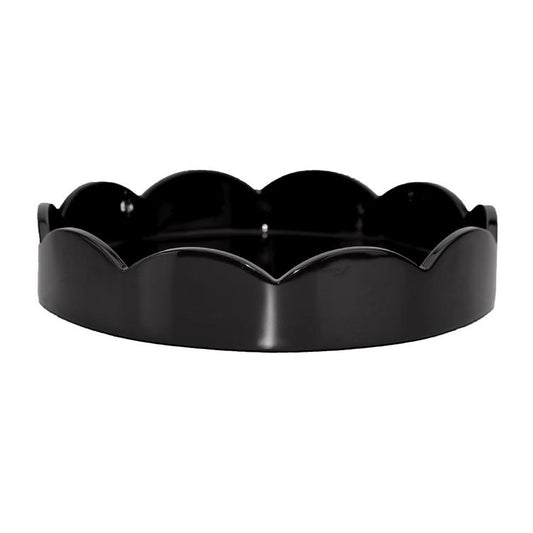 Black Small Round Scallop Tray