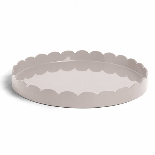 Cappuccino Round Large Lacquered Scallop Tray