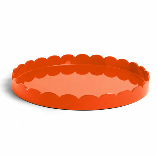 Orange Round Large Lacquered Scallop Tray