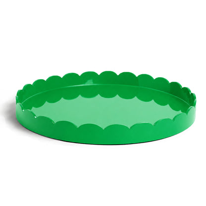 Leaf Green Round Large Lacquered Scallop Tray