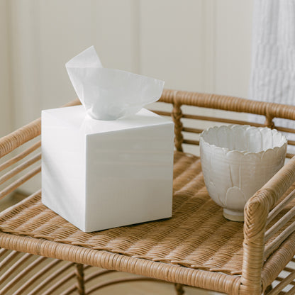 White Square Tissue Box