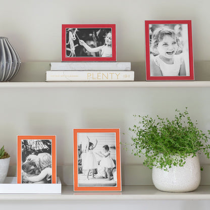 Orange Enamel & Silver Frame