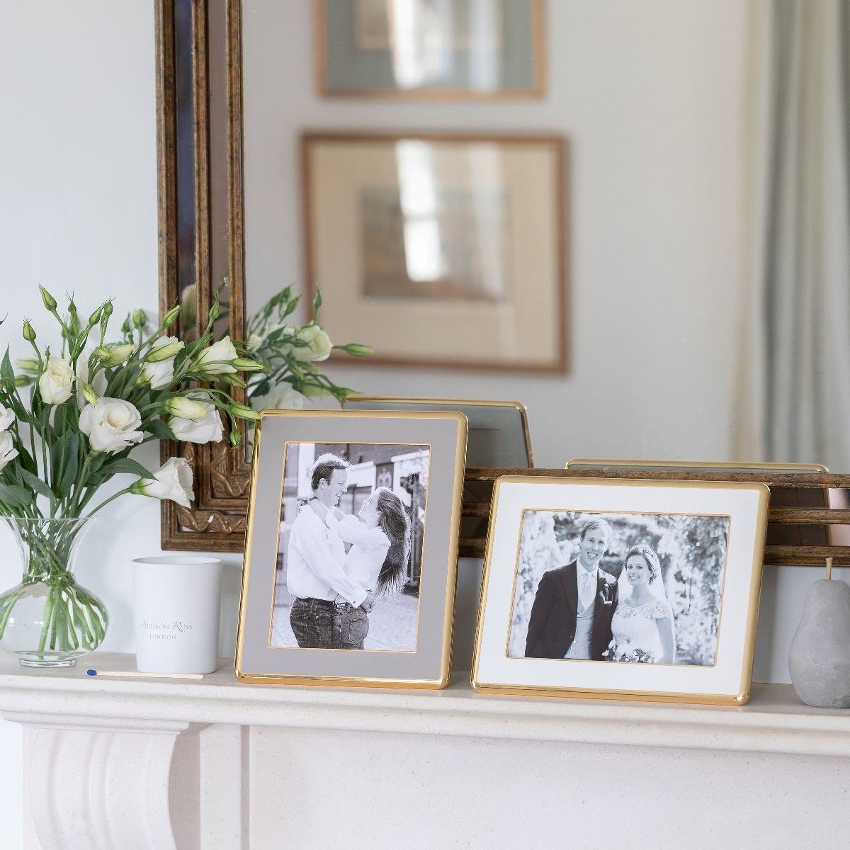 White Enamel & Gold Curve Frame