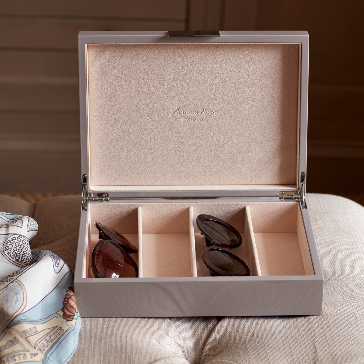 Large Chiffon Grey & Silver Glasses Box