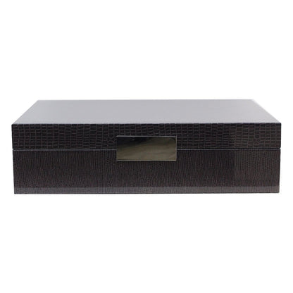 Large Brown & Silver Croc Watch Box
