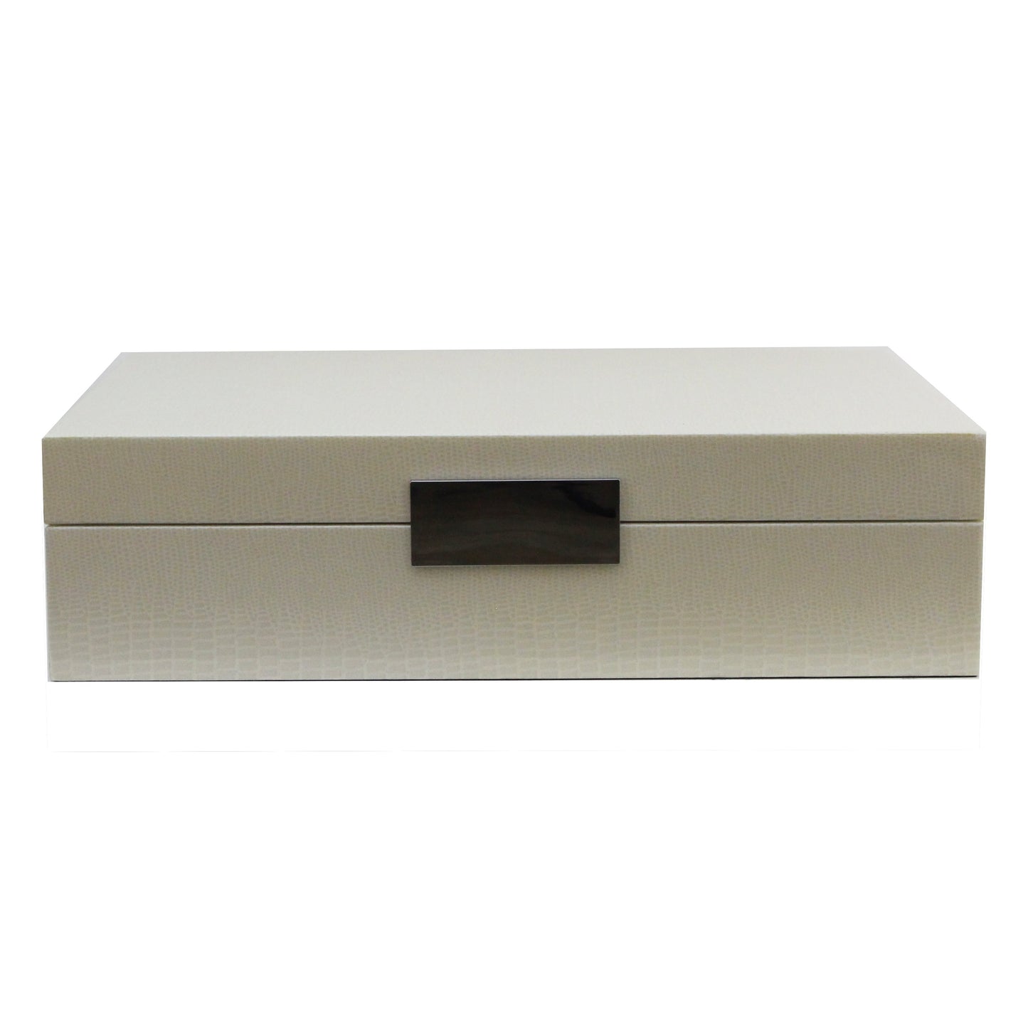 Large Cream Croc Lacquer Box with Silver