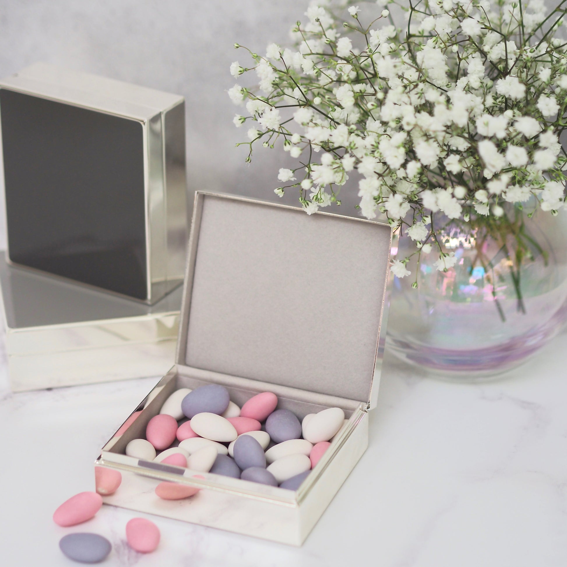 4" Chiffon Enamel & Silver Box - Boxes & Pots - Addison Ross