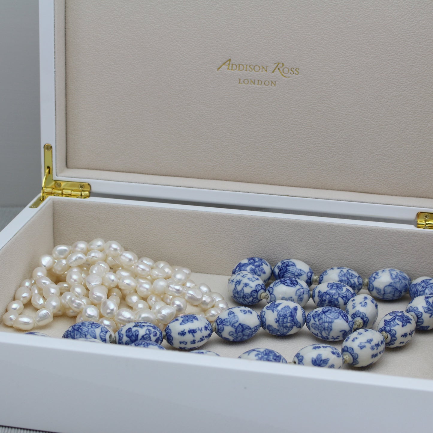 Large White Lacquer Box With Silver