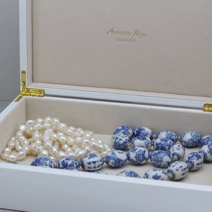 Large White Lacquer Box With Silver