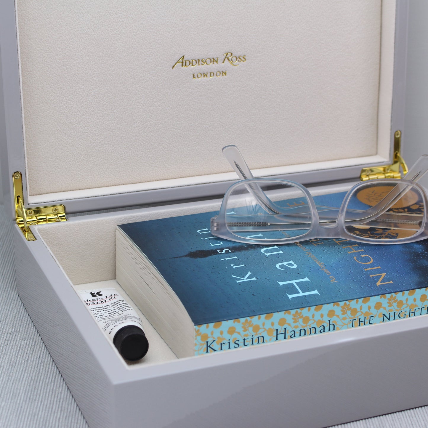 Large White Lacquer Box With Silver