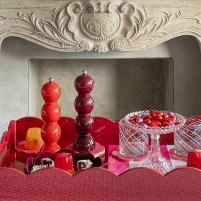Dark Cherry Red Lacquer Bobbin Salt or Pepper Mill