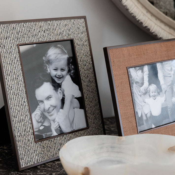 Grey Tweed Rattan Frame